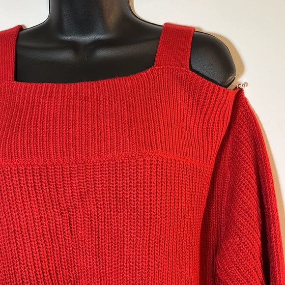 Sexy RED - Fashion to Figure Cold Shoulder Knit Sweater - Picture 1 of 6